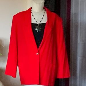 Red linen jacket with one button